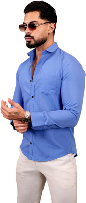 IKON FASHION Men Solid Casual Blue Shirt