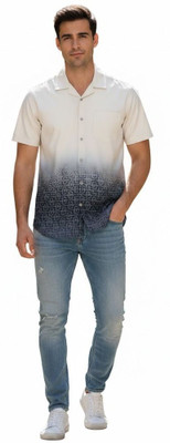 jaks Men Floral Print Casual White Shirt