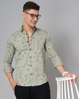 Paul Street Men Printed Casual Light Green, Dark Green Shirt