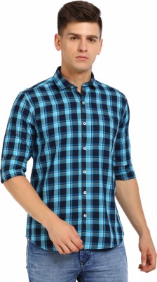 V-MART Men Checkered Casual Blue, Dark Blue, White Shirt