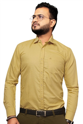 Mansfab Men Solid Formal Yellow Shirt