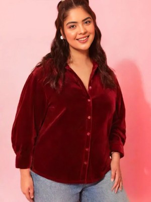 PP Vastram Women Solid Casual Maroon Shirt