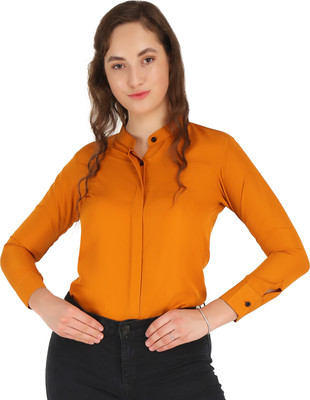 Hunoor Women Solid Casual Yellow Shirt