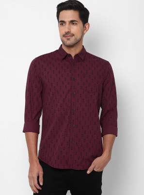 Allen Solly Men Printed Casual Maroon Shirt