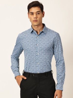 THOMAS SCOTT Men Printed Formal Blue Shirt