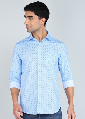 INTEGRITI Men Polka Print Casual Light Blue Shirt