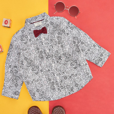 Pantaloons Baby Baby Boys Printed Casual White Shirt