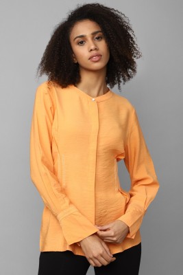 Allen Solly Women Solid Casual Orange Shirt