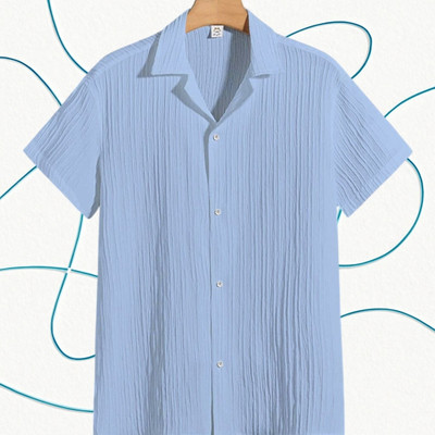 Nita creation Men Self Design Formal Blue Shirt