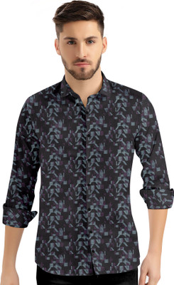DOLPHINE.KKT Men Printed Casual Grey Shirt