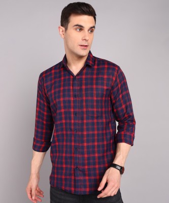 Vellical Men Checkered Casual Red Shirt