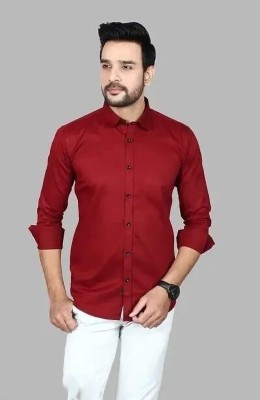 ARTLOOK Men Solid Casual Maroon Shirt