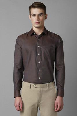 LOUIS PHILIPPE Men Solid Formal Brown Shirt
