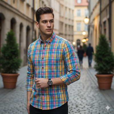 Bloviate Men Checkered Casual Multicolor Shirt