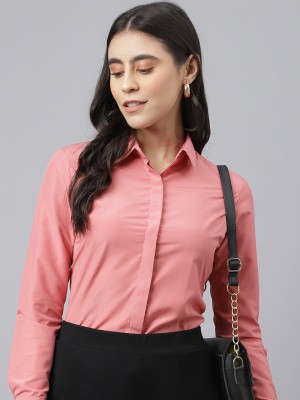 English Navy Women Solid Formal Red Shirt