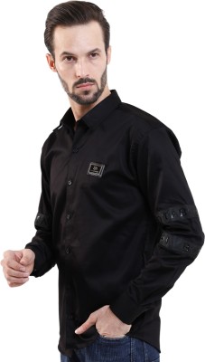 BotaBochi Men Solid Casual Black Shirt