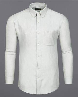 french crown Men Self Design Casual Green Shirt