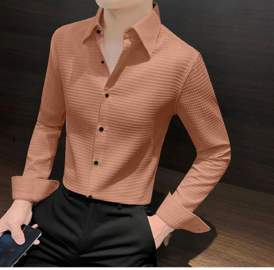 Hityyani Men Self Design Formal White Shirt
