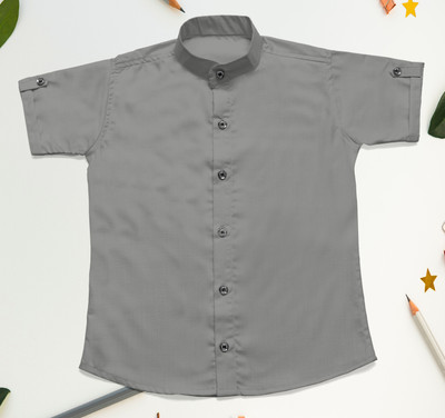 Rina Fashion Boys Solid Casual Grey Shirt