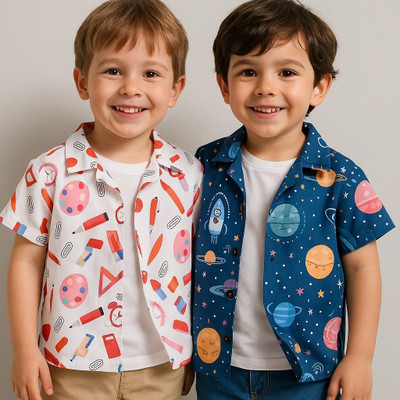 SVNFashion Boys Printed Casual Multicolor Shirt(Pack of 2)