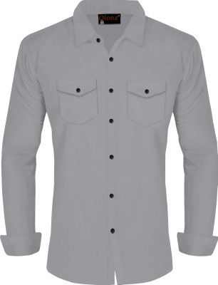 Qlonz Store Men Solid Casual Grey Shirt