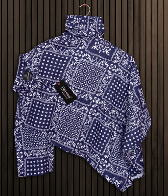 Poojanov Men Printed Formal Dark Blue, White Shirt