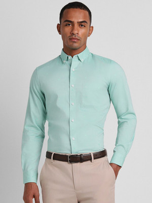 PETER ENGLAND Men Striped Formal Green Shirt