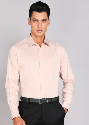 Raymond Men Solid Formal Beige Shirt