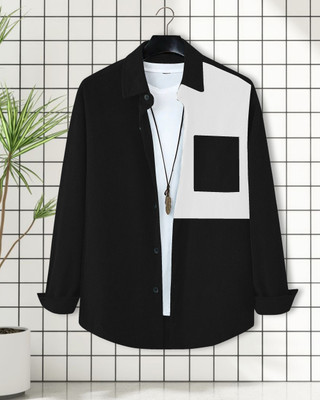 METRONAUT Men Self Design Casual Black Shirt