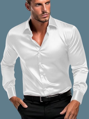 BROCON Men Solid Party White Shirt