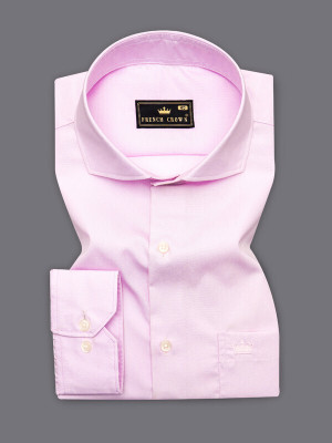 french crown Men Solid Formal Pink Shirt