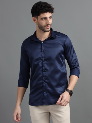 PRINTOUT Men Solid Casual Blue Shirt