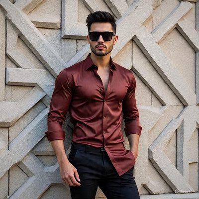 FABDACK Men Solid Casual White Shirt