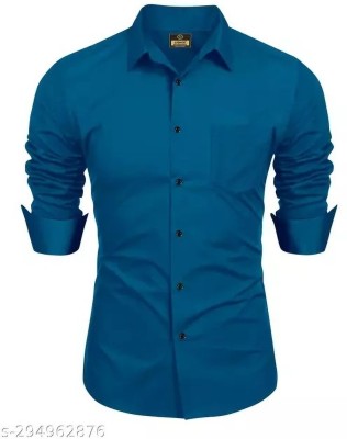 Brindra Fashion Men Solid Casual Blue Shirt