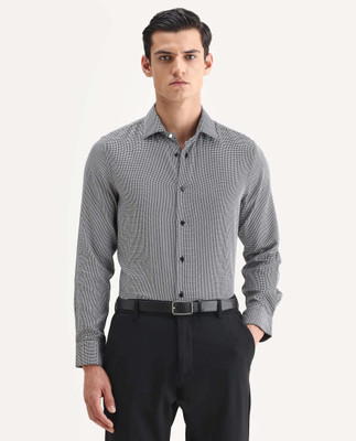 RARE RABBIT Men Printed Casual Black Shirt