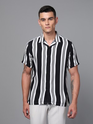 Don Vino Men Striped Casual Black Shirt