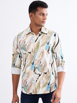 Spykar Men Printed Casual White Shirt