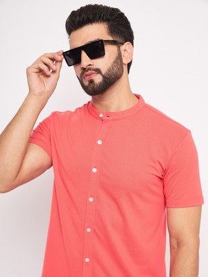 GETGOLF Men Solid Casual Pink Shirt