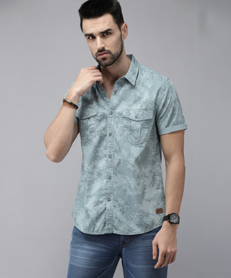 Roadster Men Printed Casual Blue Shirt