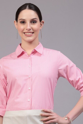 Lyla Fashion Women Striped Casual Pink Shirt