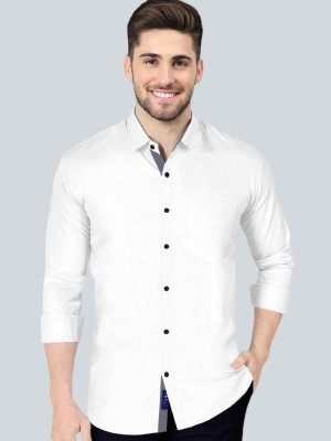 VTEXX Men Solid Casual White Shirt