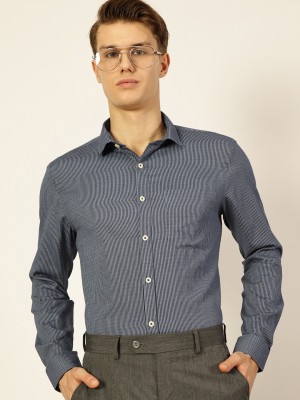 THOMAS SCOTT Men Striped Formal Blue Shirt