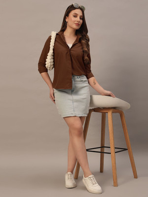 Roadster Women Solid Casual Brown Shirt