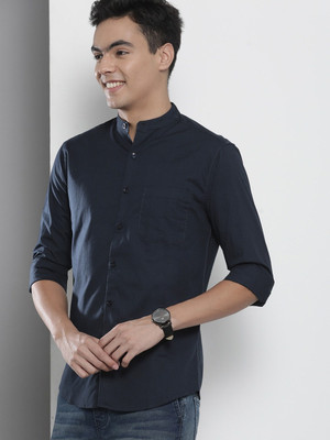 The Indian Garage Co. Men Solid Casual Dark Blue Shirt