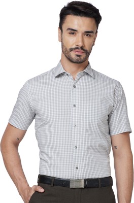 PARK AVENUE Men Checkered Formal Grey, White Shirt