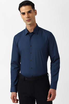 VAN HEUSEN Men Solid Formal Dark Blue Shirt