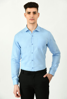 ISUEL FABS Men Solid Casual Light Blue Shirt