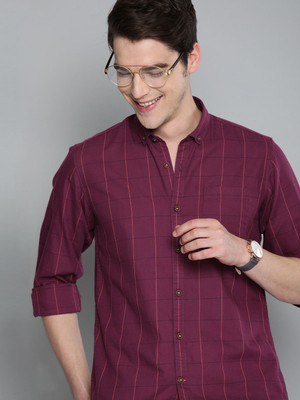 Mast & Harbour Men Checkered Casual Maroon Shirt
