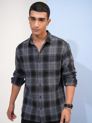 HIGHLANDER Men Checkered Casual Black Shirt