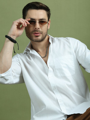 Roadster Men Solid Casual White Shirt